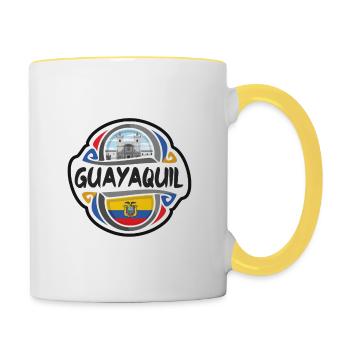 Guayaquil Ecuador Flagge Abzeichen Reise Souvenir Stempel - Tasse zweifarbig - Weiß/Gelb - Rechts