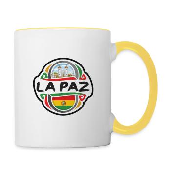 La Paz Bolivien Flagge Abzeichen Reise Souvenir Stempel - Tasse zweifarbig - Weiß/Gelb - Rechts