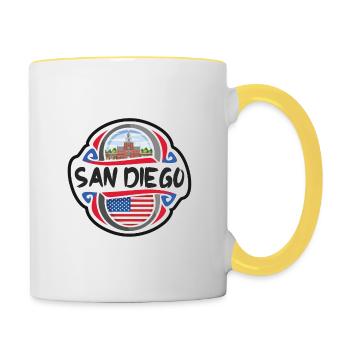 San Diego États-Unis Drapeau des États-Unis Souvenir de voyage B - Mug contrasté - blanc/jaune - Droite