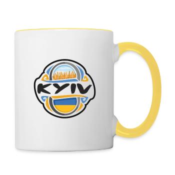 Kiew Ukraine Flagge Abzeichen Reise Souvenir Stempel - Tasse zweifarbig - Weiß/Gelb - Rechts