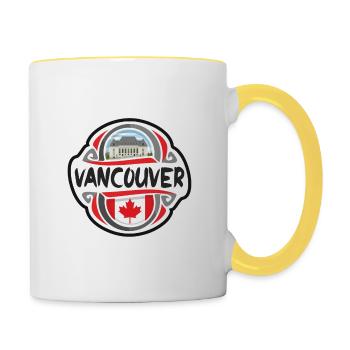 Vancouver Canada Flag Badge Souvenir de voyage - Mug contrasté - blanc/jaune - Droite