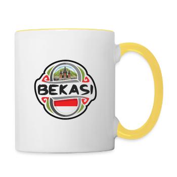 Bekasi Indonesia Flag Badge Travel Souvenir Stamp - Contrasting Mug - white/yellow - Right