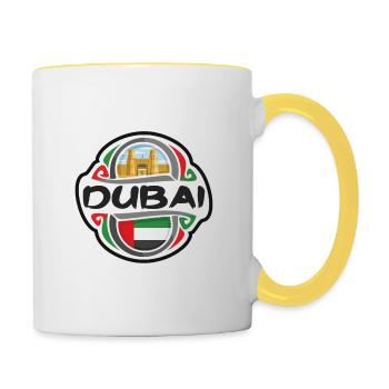 Dubai UAE United Arab Emirates Flag Travel Souveni - Contrasting Mug - white/yellow - Right