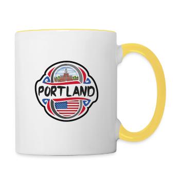 Portland ÉTATS-UNIS Drapeau des États-Unis Souvenir de voyage Ba - Mug contrasté - blanc/jaune - Droite