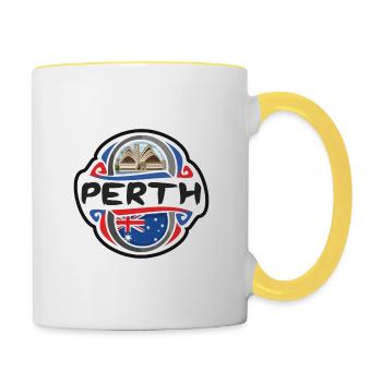 Perth Australien Flagge Abzeichen Reise Souvenir Stempel - Tasse zweifarbig - Weiß/Gelb - Rechts