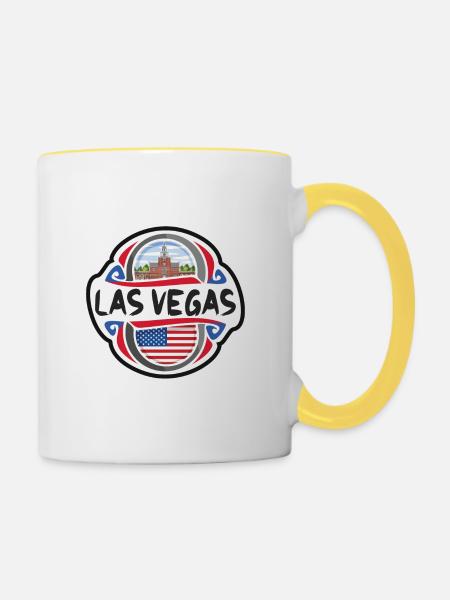 Las Vegas Vereinigte Staaten Vereinigte Staaten Flagge Reisesouvenir B - Tasse zweifarbig - Weiß/Gelb
