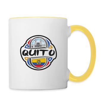 Quito Ecuador Flagge Abzeichen Reise Souvenir Stempel - Tasse zweifarbig - Weiß/Gelb - Rechts