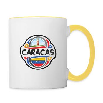 Caracas Venezuela Drapeau Badge Voyage Souvenir Timbre - Mug contrasté - blanc/jaune - Droite