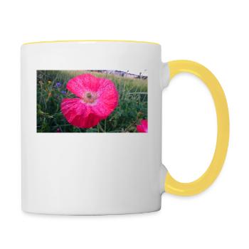 Rote Blume - Tasse zweifarbig - Weiß/Gelb - Rechts