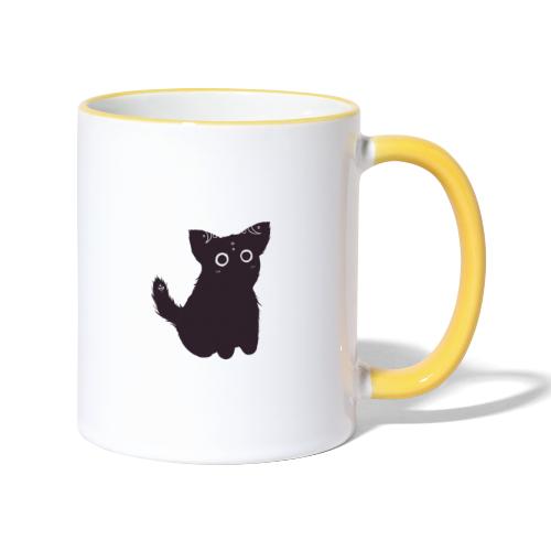 Süße Schwarze Katze - Tasse zweifarbig