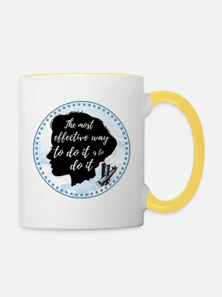 Amelia Earhart motivational - Tasse zweifarbig - Weiß/Gelb
