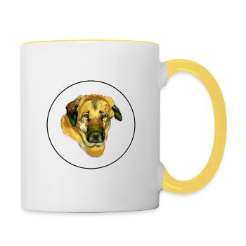 Anatolian Shepherd Dog Watercolor Illustration - Contrasting Mug - white/yellow - Right