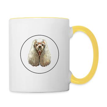 American Cocker Spaniel Dog Aquarelle Illustratio - Mug contrasté - blanc/jaune - Droite
