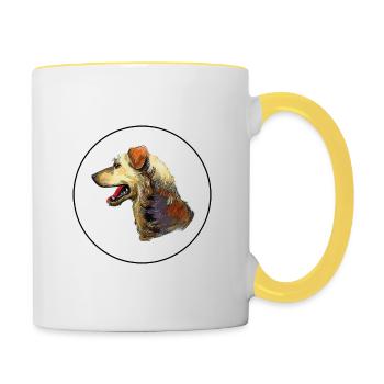 Illustration de l’aquarelle autrichienne pinscher dog - Mug contrasté - blanc/jaune - Droite