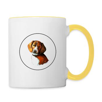 American Foxhound Dog Aquarell Illustration - Tasse zweifarbig - Weiß/Gelb - Rechts