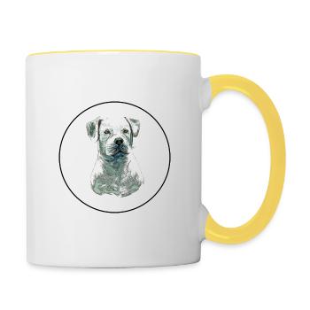 American Bulldog Dog Watercolor Illustration - Contrasting Mug - white/yellow - Right