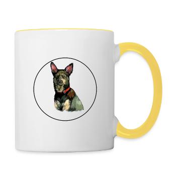 Australian Kelpie Dog Watercolor Illustration - Contrasting Mug - white/yellow - Right