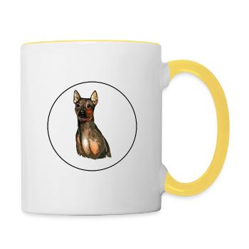American Hairless Terrier Hund Aquarell Illustrat - Tasse zweifarbig - Weiß/Gelb - Rechts