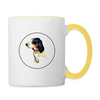 Ariegeois Dog Watercolor Sketch Illustration - Contrasting Mug - white/yellow - Right