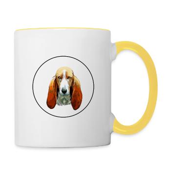 Basset Artesien Normand Hund Aquarell Illustratio - Tasse zweifarbig - Weiß/Gelb - Rechts