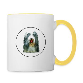 Beagle-Harrier Dufthund Hund Skizze Illustration - Tasse zweifarbig - Weiß/Gelb - Rechts