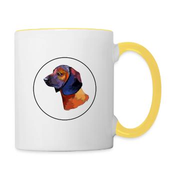 Bavarian Mountain Hound Dog Watercolor Illustratio - Contrasting Mug - white/yellow - Right