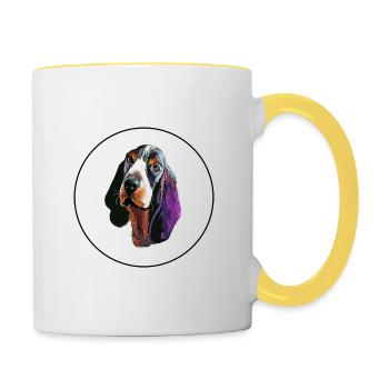 Basset Bleu De Gascogne Aquarelle pour chien Illustratio - Mug contrasté - blanc/jaune - Droite