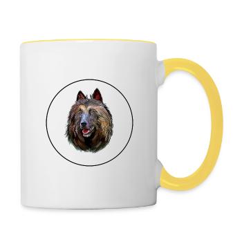 Belgian Tervuren Dog Watercolor Illustration - Contrasting Mug - white/yellow - Right