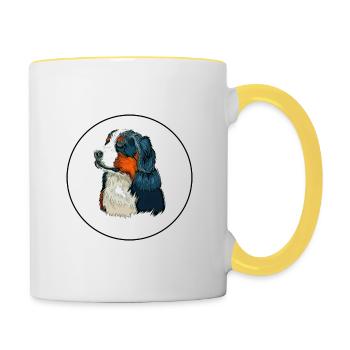 Illustration de l’aquarelle du boudin bernois - Mug contrasté - blanc/jaune - Droite