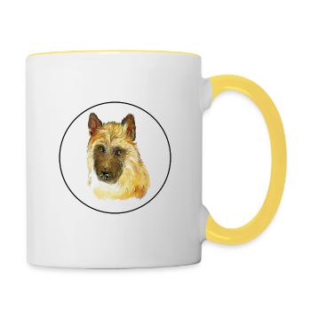 Belgischer Laekenois Hund Aquarell Illustration - Tasse zweifarbig - Weiß/Gelb - Rechts