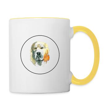 Illustration de l’aquarelle de chien de berger d’Asie centrale - Mug contrasté - blanc/jaune - Droite
