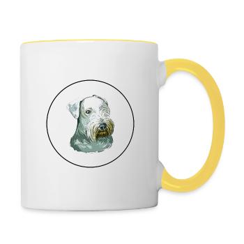 Cesky Terrier Dog Watercolor Sketch Illustration - Contrasting Mug - white/yellow - Right