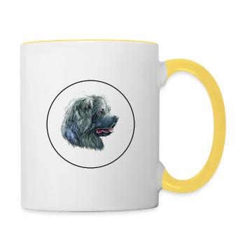 Caucasian Shepherd Dog Watercolor Illustration - Contrasting Mug - white/yellow - Right