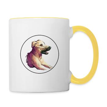 Kombai Hund Aquarell Farbe Illustration - Tasse zweifarbig - Weiß/Gelb - Rechts