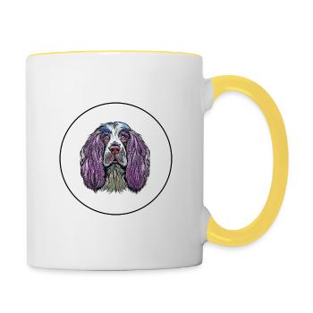 Englisch Springer Spaniel Hund Aquarell Illustrati - Tasse zweifarbig - Weiß/Gelb - Rechts