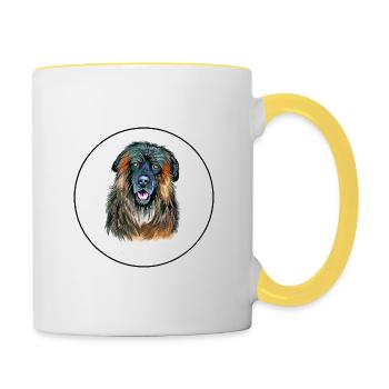 Estrela Mountain Dog Watercolor Illustration - Contrasting Mug - white/yellow - Right