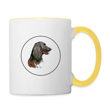 Munsterlander Small Dog Watercolor Illustration - Contrasting Mug - white/yellow - Right