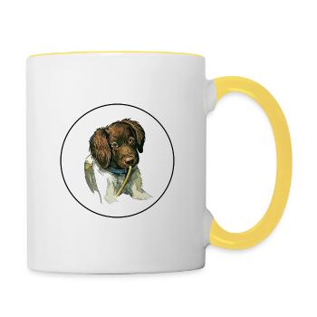 Munsterlander Small Dog Watercolor Illustration - Contrasting Mug - white/yellow - Right