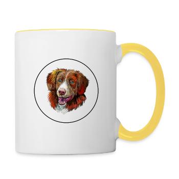 Nova Scotia Duck Tolling Retriever Dog Illustratio - Contrasting Mug - white/yellow - Right