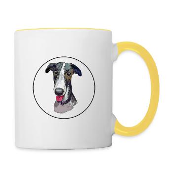 Polnischer Hund Aquarell Illustration - Tasse zweifarbig - Weiß/Gelb - Rechts