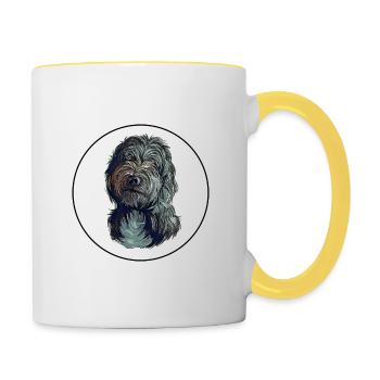 Lagotto Romagnolo Hund Aquarell Illustration - Tasse zweifarbig - Weiß/Gelb - Rechts