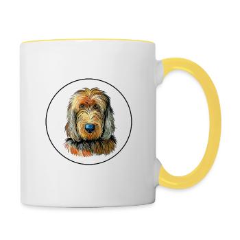 Otterhound Hund Aquarell Illustration - Tasse zweifarbig - Weiß/Gelb - Rechts