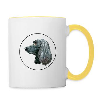 Munsterlander Grande Aquarelle de Chien Illustration - Mug contrasté - blanc/jaune - Droite