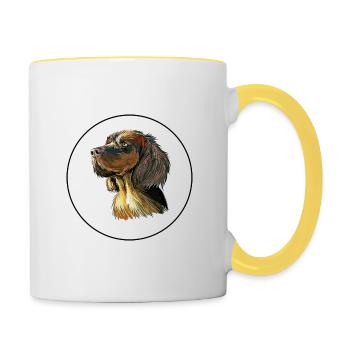 Picardy Spaniel Dog Watercolor Sketch Illustration - Contrasting Mug - white/yellow - Right
