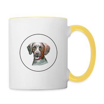 Pointer Dog Aquarell Skizze Illustration - Tasse zweifarbig - Weiß/Gelb - Rechts