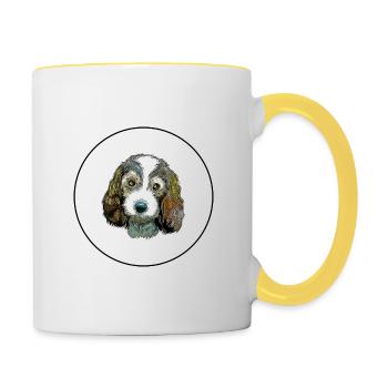 Petit Basset Griffon Vendeen Illustration de chien - Mug contrasté - blanc/jaune - Droite