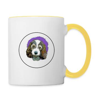 Petit Basset Griffon Vendeen Illustration de chien - Mug contrasté - blanc/jaune - Droite