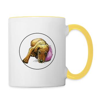 Segugio Italiano Italienischer Hund Aquarell Illustrati - Tasse zweifarbig - Weiß/Gelb - Rechts