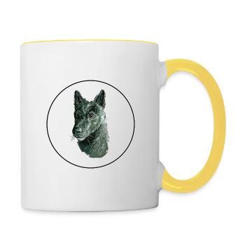 Illustration de l’aquarelle de seskar Seal Dog - Mug contrasté - blanc/jaune - Droite