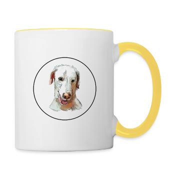 Illustration de l’aquarelle pour chien Rajapalayam - Mug contrasté - blanc/jaune - Droite